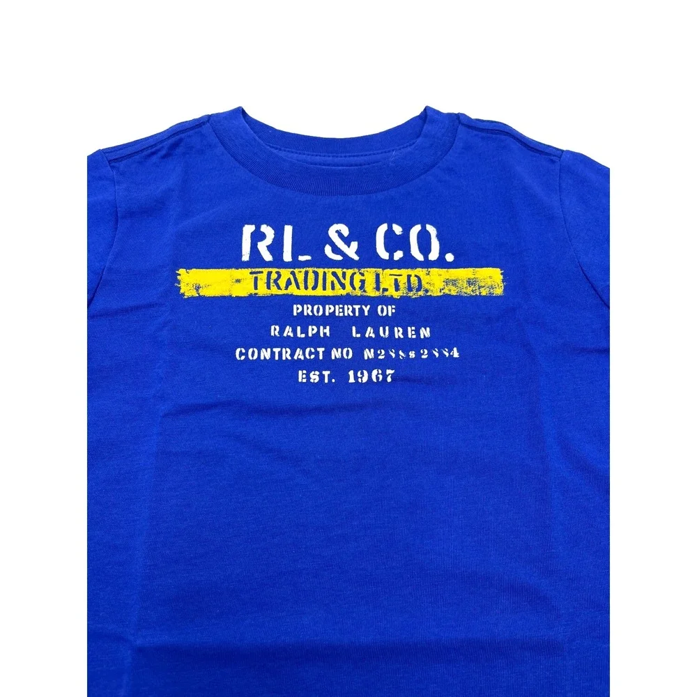 Polo Ralph Lauren Boys T-Shirt Graphic Tee Denim I Rugby Royal Blue 2/2T